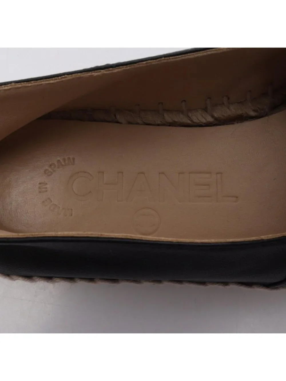 Chanel CC Logo Espadrille Slip on Leather Shoes